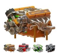 89%-Gasoline Ohv V8 Small-Block Engine Model Kits, V8 Engine Kit Gas, Mini 8 Model Engin s Kits, Car Engin Mode Ki , Build Your Own Stem 8 Mode Engin for Adults (brown)