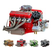 89%-Gasoline Ohv V8 Small-Block Engine Model Kits, V8 Engine Kit Gas, Mini 8 Model Engin s Kits, Car Engin Mode Ki , Build Your Own Stem 8 Mode Engin for Adults (red)