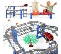 89 pezzi treno set giocattoli con binari - ferrovia per bambini elettrico con vari accessori fai da te, carrelli elettrici, diversi tipi di barre, per bambini dai 3 4 5 anni, giocattolo educativo per