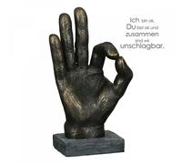 89342 Scultura Okay Poly Color Bronzo Mano Con Okay-Zeichen-Finger Auf Basis