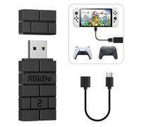 8BitDo Adattatore USB wireless 2 per Switch/Switch 2, PC Windows, Mac e Raspberry Pi, compatibile con Xbox Series X & S, Xbox One Bluetooth, Switch Pro e controller PS5, cavo OTG nero