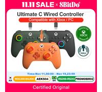 8Bitdo Ultimate C Wired Controller for Xbox, RGB Lighting Fire Ring and Hall Effect Joysticks, Compatible with Xbox Series X|S, Xbox One, Windows 10/11 - Officially Licensed (Orange)