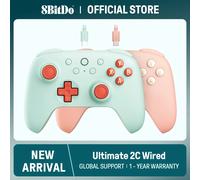 8Bitdo Ultimate 2C Wired Controller for Windows PC and Android, with 1000Hz Polling Rate, Hall Effect Joysticks and Hall Triggers, and Remappable L4/R4 Bumpers (Peach)