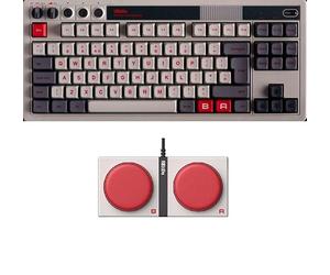 8Bitdo Tastiera meccanica retrò, tastiera da gioco hot switchable Bluetooth/2.4G con 87 tasti, doppio super tasto e super stick per Windows e Android - Layout ISO UK - N Edition