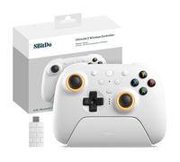 8Bitdo Ultimate 2 Controller Wireless 2.4G per PC Android, Joystick TMR, Effetto Hall Commutabile/Trigger Tattili, Anello Fuoco RGB, 8Speed Wireless Tech Gaming Controller con Dock Ricarica, Bianca