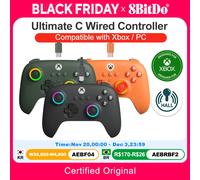 8Bitdo Ultimate C Wired Controller for Xbox, RGB Lighting Fire Ring and Hall Effect Joysticks, Compatible with Xbox Series X|S, Xbox One, Windows 10/11 - Officially Licensed (Dark Green)