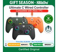 8Bitdo Ultimate C Wired Controller for Xbox, RGB Lighting Fire Ring and Hall Effect Joysticks, Compatible with Xbox Series X|S, Xbox One, Windows 10/11 - Officially Licensed (Orange)