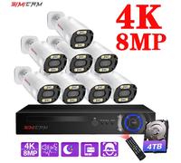 8CH 4K 8MP CCTV Sistema di telecamere di sicurezza IP Kit NVR PoE Umanoide/Rilevazione di volti Audio bidirezionale Set di videosorveglianza con proiettile in metallo