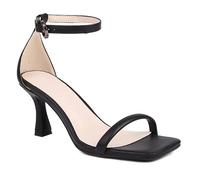 8CM/3.14IN Sandali Estivi di Grandi Dimensioni Cinturino con Fibbia alla Caviglia Semplice Tacco A Spillo Scarpe da Donna con Punta Aperta,Nero,35 EU