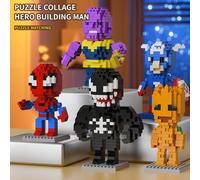 8cm Alti Marvel Avengers Spider-Man Thanos Modellini di blocchi di costruzione, giocattoli da assemblare, mini decorazione da tavolo, decorazione da camera, regalo di natale, Ognissanti, compleanno, f