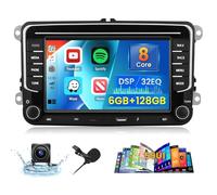 [8Core 6G+128G] Inefala Autoradio per VW Golf Passat Tiguan Polo Caddy Skoda Seat, 7" Schermo Stereo Auto Bluetooth con CarPlay Wireless Android Auto GPS WiFi RDS/FM USB SWC Mic Retrocamera