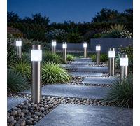 8er Set LED Solare Zoccolo Lampada da Giardino Percorso Außenampe Acciaio Inox