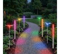 8er Set RGB LED Lampade Solari Farfalla Libellula Steckstäbe per Esterni IP44