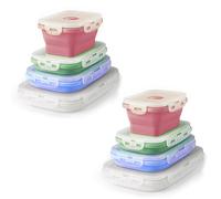 8er Set Silicone Contenitore Pranzo Pieghevole Coperchio senza Bpa Serbatoio da
