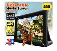 8ft 20ft. Schermo del proiettore cinema gonfiabile con il ventilatore a basso rumore di potenza 12V for parco dello stadio cortile della parte domestica all'aperto Teatro en casa escolar(20ft,8FT)
