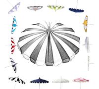 8FT Outdoor Market Umbrella - UV-Protective Patio Umbrella with Black & White Stripe Canopy for Garden & Backyard Durable Polyester Sun Shade