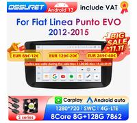 8G 128G Android 13 Autoradio per Fiat Linea Punto EVO 2012-2015 lettore multimediale per auto Navi GPS Carplay 2din Autoradio No DVD