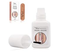 8g By Vixi EXTRA STRONG NAIL GLUE with BRUSH and FREE PREP FILE Clear Instant Dry Adhesive, Professional Salon Quality