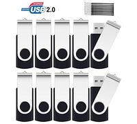 8GB Memory Stick 10 Pack,SRVR Flash Drive USB 2.0 Swivel Thumb Drives Data Storage Jump Drive Zip Drive Memory Sticks External Devices with Led Indicator(10 Black Color With Lanyard)