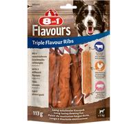 8in1 Triple Flavour Costolette, per cani di tutte le taglie, di pelle suina e bovina masticabile & petto di pollo, 5 pz.