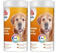 8in1 Compresse Multivitaminiche per cani Senior - Come integratore alimentare per cani anziani, 1 lattina (70 compresse) (Confezione da 2)