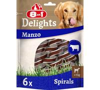 8in1 Delights Beef Spirals - Snack da masticare per cani - 6 Pezzi