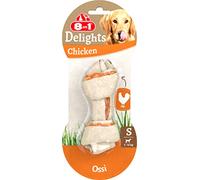 8in1 Delights Chicken Bone S - Osso da masticare sano per cani di piccola taglia, carne di pollo di alta qualità avvolta in pelle di manzo, 1 pezzo