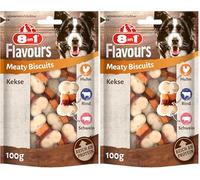 8in1 Flavours Meaty Biscuits Snack con petto di pollo e carne di manzo, per cani di tutte le taglie - 100 g (Confezione da 2)