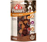 8in1 Flavours Skewer Bites - Snack per cani ricchi di proteine con petto di pollo, petto d'anatra o fegato di pollo, busta da 100 g