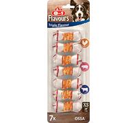 8in1 Triple Flavour Bones XS - Deliziose ossa per cani con filetto di pollo, maiale e pelle di manzo, 7 pezzi