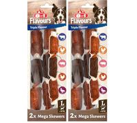 8in1 Triple Flavour Mega Skewers bastoncini da masticare grandi per cani - Snack da masticare con carne extra, busta da 160 g 2 pezzi (Confezione da 2)