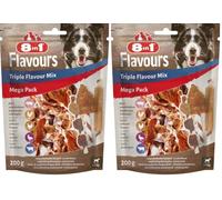 8in1 Triple Flavour Mix - Mix di 3 diversi snack per cani (Wings, Ribs, Skewers), snack masticabili con carne extra, Confezione da 400 g