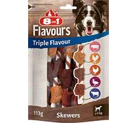 8in1 Triple Flavour Skewers Bastoncini da masticare per cani - Snack da masticare con carne extra, confezione da 113 g (ca. 6 pezzi)