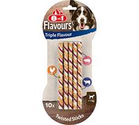 8in1 Triple Flavour Twisted Sticks - deliziosi bastoncini da masticare con filetto di pollo, maiale e pelle di manzo, 10 pezzi