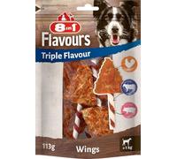 8in1 Triple Flavour Wings - Snack per cani con carne extra - 113 g | Bastoncini da masticare per cani | Ricchi di proteine | Senza zuccheri aggiunti |Con pollo, manzo, maiale
