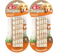 8in1 Twisted Sticks di Pollo, con gustosa pelle di manzo e delizioso petto di pollo, 10 pezzi (Confezione da 2)