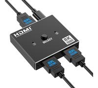 8K HDMI Switch Splitter Sdoppiatore Bidirezionale 2 Ingresso a 1 Uscita o 1 In a 2 Out Alluminio Commutatore HDMI Supporta 8K 4K per TV/Blu-ray/Firestick/Xbox/PS5/4/3
