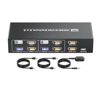 8K60Hz 4K120Hz HDMI KVM Switch 2 Monitor 2 Computer, USB 3.0 Dual Monitor HDMI KVM Switch per 2 PC per la condivisione di tastiera, mouse e 2 monitor