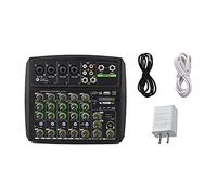 8KLANMMQ 6-Channel Audio Mixer Mixing Console Led Screen Built-in Soundcard BT Connection with 2-Band Eq Gain Delay Control (Colore: B) (A)