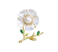 8KLANMMQ Broche Floreale De Concha De Mar Naturale Broche De Traje Femenino Corsage Accesorio Femenino Broche De Bufanda, 2.8*3.3cm