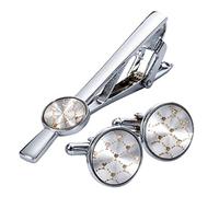 8KLANMMQ Gemelli floreali fermacravatta per fermacravatta per uomo regalo classico modello fermacravatta gemelli fermacravatta set (colore: taglia A: taglia unica)