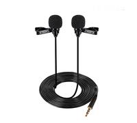 8KLANMMQ Microfono Professionale Microfono 3.5mm Doppia Testa Tie Clip su Mic Lavalier Risvolto Mini Microfono per PC Laptop Telefono Mobile Portatile
