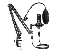 8KLANMMQ Microfono professionale USB a condensatore Kit Bundle microfono, microfono con braccio a forbice regolabile Supporto Shock Mount