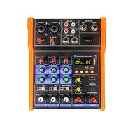 8KLANMMQ PTM-4 Mixer Audio Mixer Console DJ con scheda audio USB 48V Phantom Power per PC Registrazione Canto Webcast Party