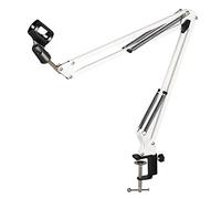 8KLANMMQ Supporto per microfono di registrazione estensibile con clip per microfono morsetto di montaggio da tavolo (colore: bianco)