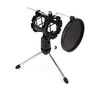 8KLANMMQ Supporto per treppiede per microfono da studio regolabile Staffa pieghevole per microfono da tavolo con supporto antiurto Clip per microfono e filtro pop