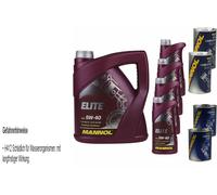 8L Olio Motore MANNOL Elite 5W-40 2x MANNOL Leak-Stop ADDITIV+Flush Motore