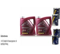 8L Olio Motore MANNOL Extreme 5W-40 2x MANNOL Leak-Stop ADDITIV+Flush Motore