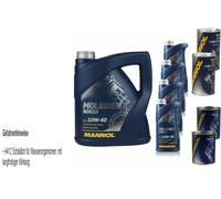 8L Olio Motore MANNOL Molibdeno Benzina 10W-40 2xStop Perdite+Flush Motore