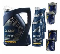 8L Olio Motore MANNOL Safari 20W-50 2x Dottore Del Motore + Flush Del Motore